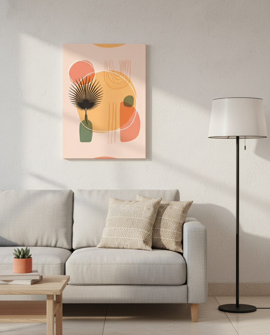 Palm & Peach Boho Abstract Art | Nizs