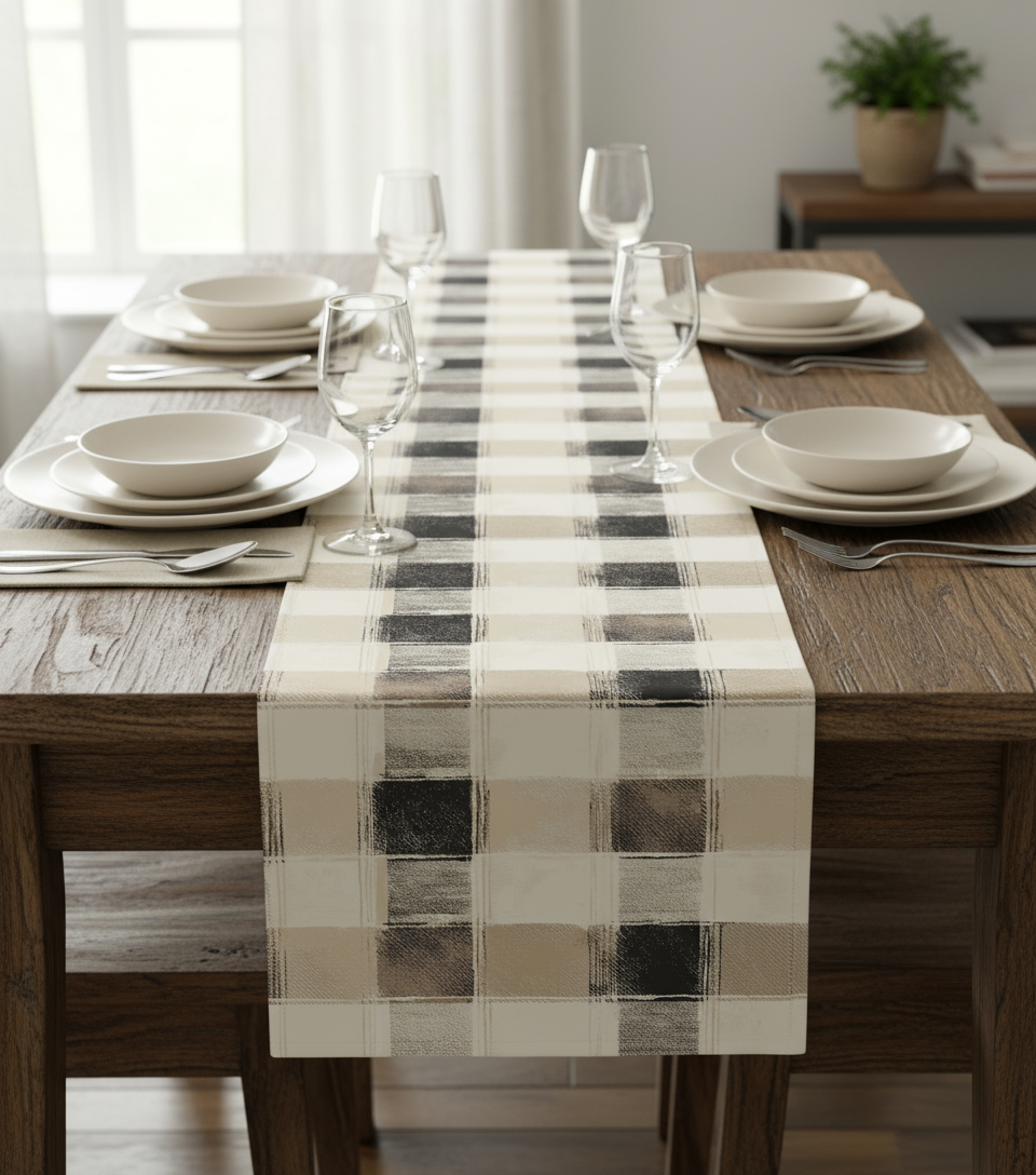 Neutral Botanical Print Table Runner 13x54 Inches | Nizs