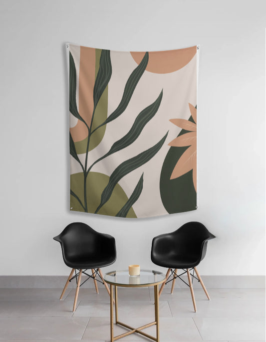 Boho Earthy Petals Wall Tapestry