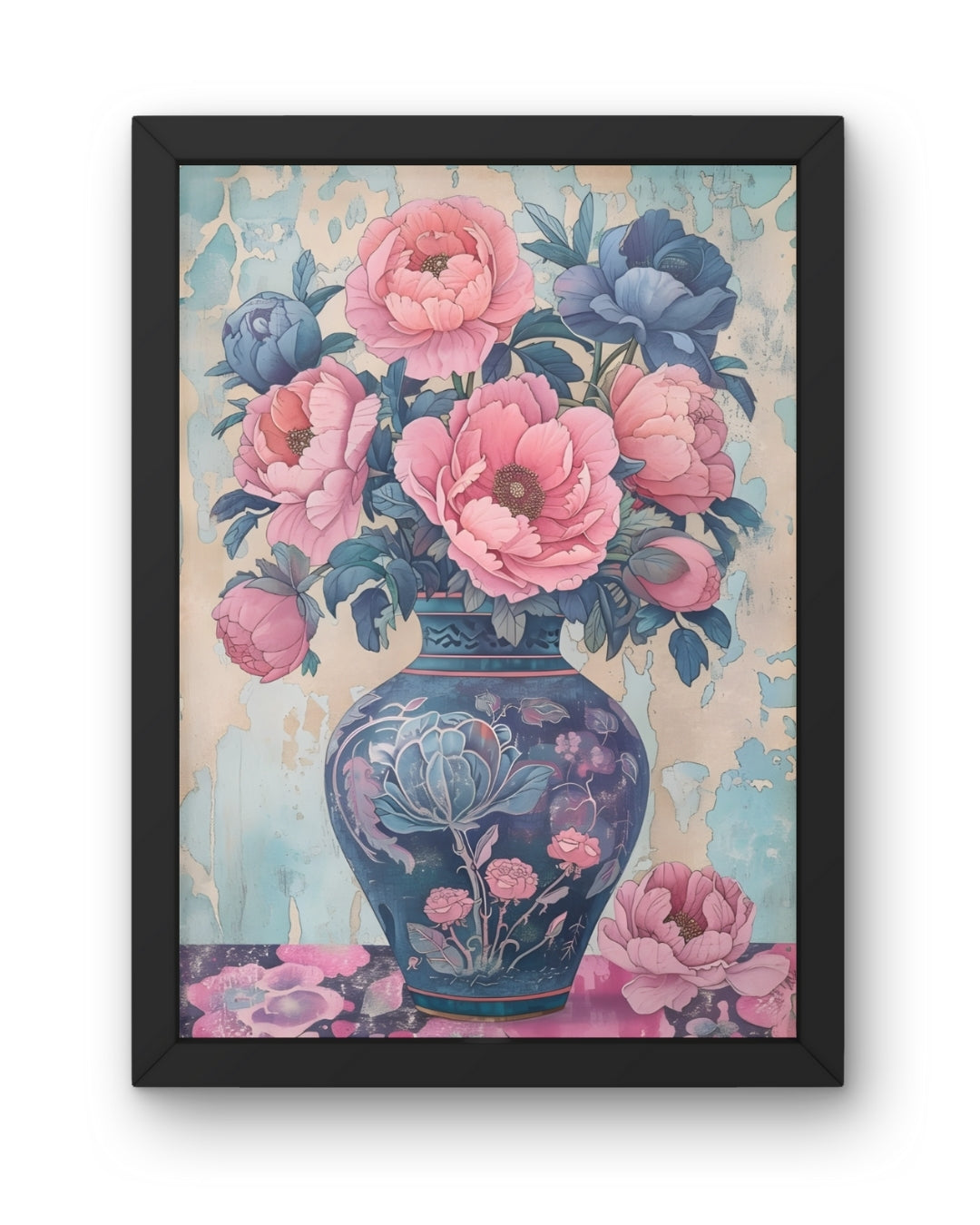 Azure & Blush: A Floral Study Astract art | Nizs