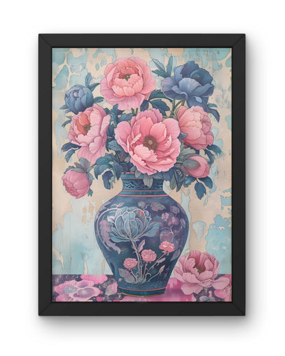 Azure & Blush: A Floral Study Astract art | Nizs