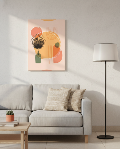 Palm & Peach Boho Abstract Art | Nizs