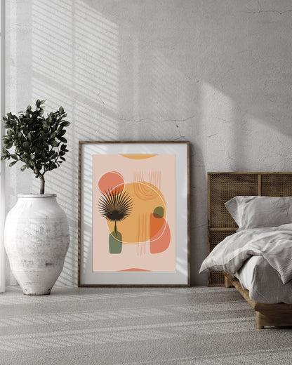 Palm & Peach Boho Abstract Art | Nizs