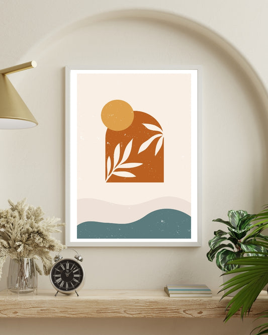 Terracotta Sunset Boho Abstract Art | Nizs