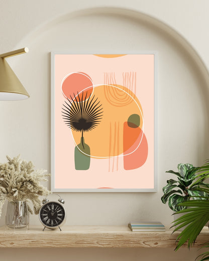 Palm & Peach Boho Abstract Art | Nizs