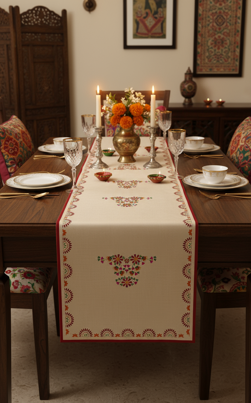 Jaipuri Style Printed Table Runner 13x54 Inches | Nizs