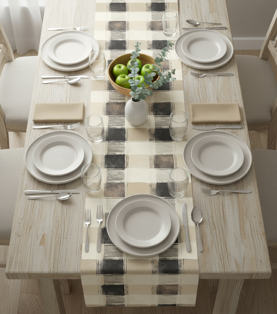 Neutral Botanical Print Table Runner 13x54 Inches | Nizs