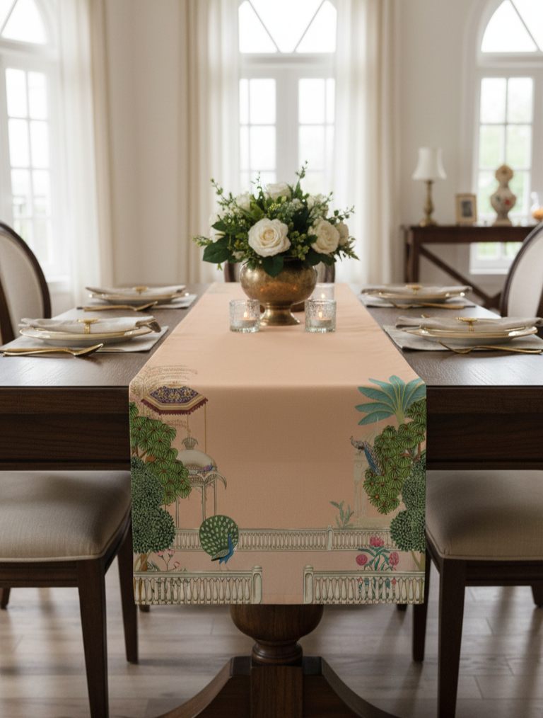 Heritage Courtyard Print Table Runner 13x54 Inches | Nizs