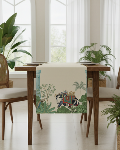 Mughal Palace Charm Print Table Runner 13x54 Inches | Nizs